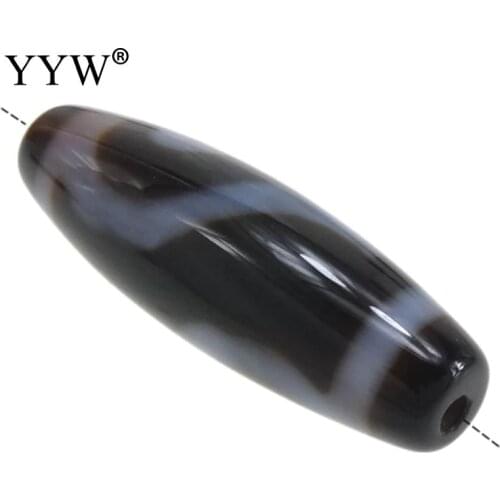 Natural Tibetan Dzi Beads for making diy Jewelry Oval, Ruyi & two tone, 11x39mm, Hole:Approx 2mm, Sold By PC