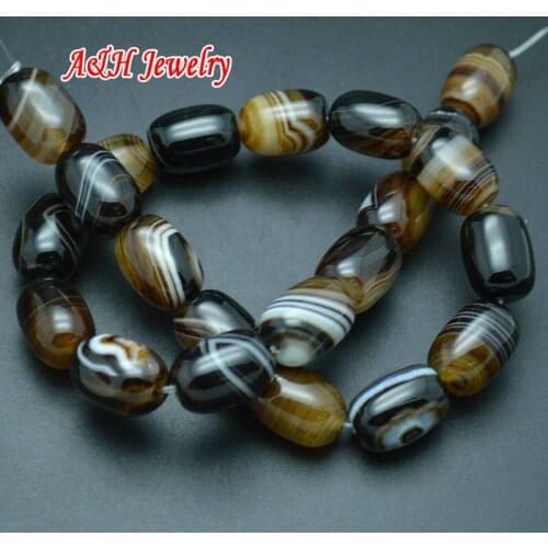 New Arrival Black and White Veins Silk Stone Barrel Shape Beads For Tibetan Jewelry Making Materials