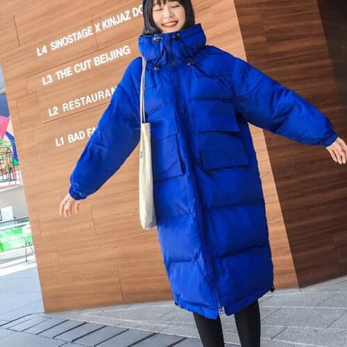 2020 New Plus Size Solid Slim Winter Coat Long Pakra Harajuku Korean Warm Overcoat Down Cotton Padded Jacket Women Tops DD096