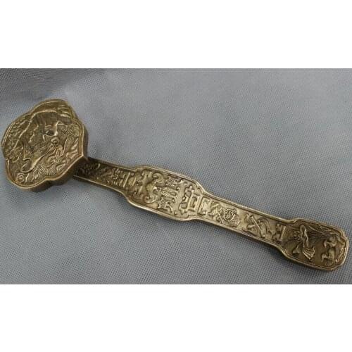 Song voge gem S3063 10" Chinese Bronze Copper Longevity Fly Crane Statue 8 Auspicious Symbol RuYi