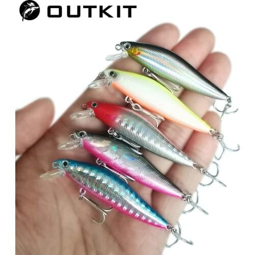 OUTKIT 1pcs Fishing Lure Minnow 4.3g Sinking Artificial Bait 3D Eyes Plastic Wobblers Tackle Pesca Far-casting Magnet System