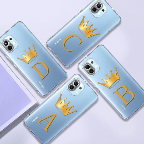 TUP Clear Case for Xiaomi Mi Poco X3 NFC M3 F3 11 10T Pro Note 10 Lite 9T Transparent Soft Phone Cover Funda Crown Letters A F H