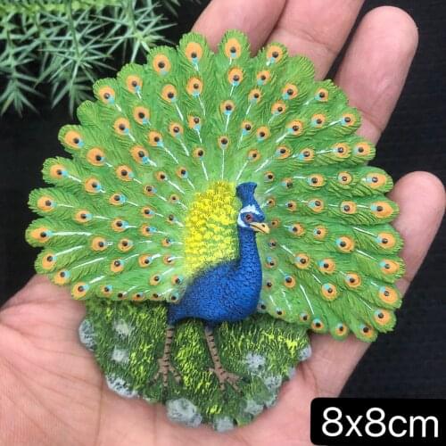QIQIPP Refrigerator magnet three-dimensional animal bird peacock refrigerator magnet resin decorative magnet