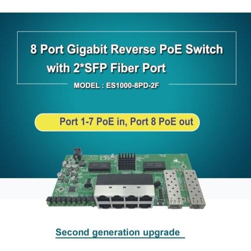 8-Port Gigabit Reverse POE Ethernet Switch with 2pcs SFP modules 10 media converter Single Fiber Single Mode-3KM SC Connector