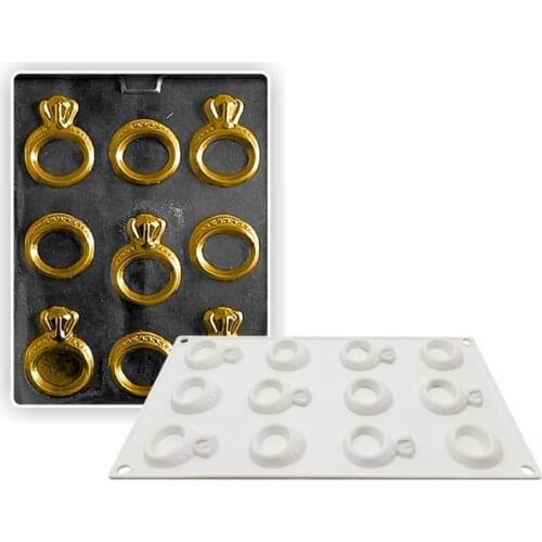 12 Cavity Diamond Ring Silicone Cake Mold French Dessert Tray Pastry Decorating Mould Chocolate Mousse Baking Tools