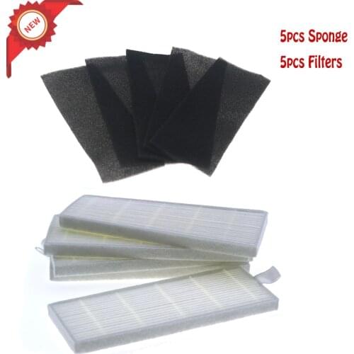5pcs Sponge+5pcs Filters for ILIFE Robot Replacement for chuwi ilife A4 A4S A6 Robot Vacuum Cleaner hepa filter