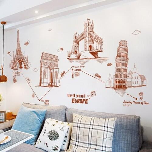 Modern City Landmark Wall Sticker Boy Girl Teen Bedroom Decor Aesthetic Home Office Decor Living Room Backdrop Wall Art Mural