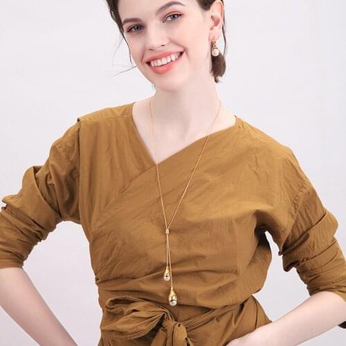 Mothers Day Special Offer Glass Pearls Buds Pendant Long Necklace Adjustable For Women Fashion Jewelry Drop Shipping