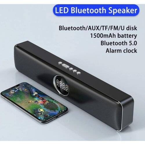 LED Wireless Bluetooth Speaker Multi-function Column TV Soundbar Home Theater Super Bass for Computer Audio with Alarm Clock FM