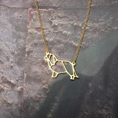 Trendy Gold Silver Color Cavalier king charles spaniel Necklace Women Origami Statement Necklace Kolye Cs Go Collares