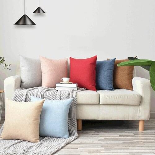 Solid Home Decorative Plain Cushion Cover Vintage Red Blue Pink Beige Pillow Case for Home Sofa Bed 45x45cm 60x60cm Zip Open