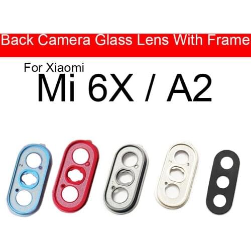 Rear Back Camera Lens Glass Cover Frame For Xiaomi Mi 6X A2 Main Big Camera Cover Frame + Sticker Replacement Repair Parts