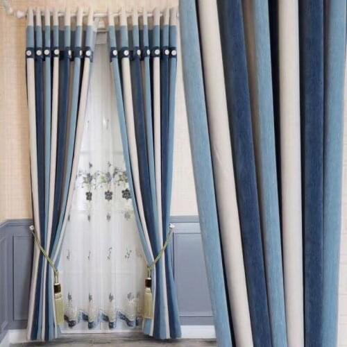 Mediterranean style cashmere chenille blue pink coffee color blackout curtains living room bedroom curtains