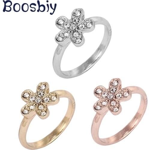Boosbiy Hot Sale Silver Color Dazzling Daisy Ring For Women Fashion Brand Rings Clear CZ Wedding Party Jewelry Gift