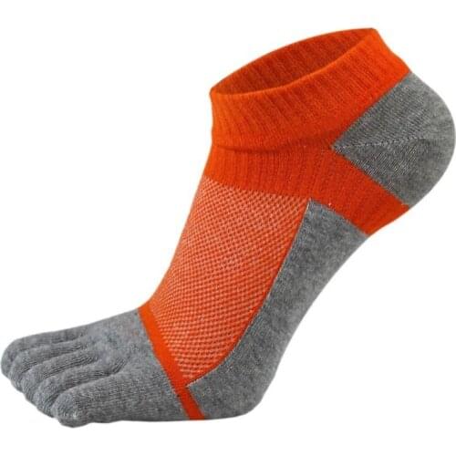 1 Pair 39-44 Sports Socks Men Thin Five-finger Section Short Splicing Mesh Stitching Color Cotton Socks