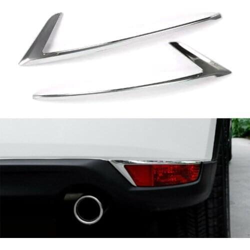 2x Auto Rear Bumper Fog Light Lamp Cover Decorated Trim For Mazda CX-5 CX5 2017 2018 2019 2021 ABS Plastic Chrome
