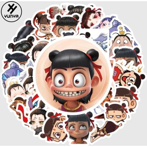 88Pcs Self-Adhesive Carton Anime Kawaii Cute Stickers Nezha Luggage Scooter Phone Case NeZha Stickers DIY Scrapbooking