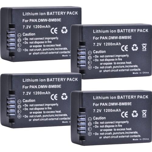 4pcs 1200mAh DMW-BMB9 DMW-BMB9E DMW BMB9 Li-ion Battery for Panasonic Lumix DMC FZ40K FZ45K FZ47K FZ48K FZ60 FZ70 FZ80 FZ100