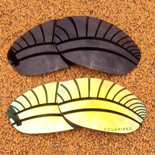 Black & 24K Gold Mirrored Polarized Replacement Lenses for Monster Dog Frame 100% UVA & UVB