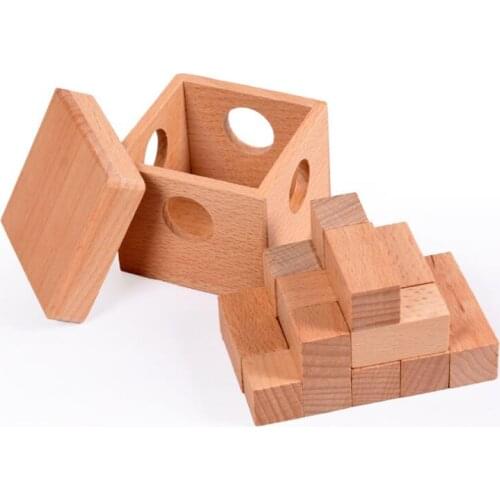Desk Novalty Wooden Soma Cube Puzzle IQ Mind Box Brain Teaser Game for Adults Kids