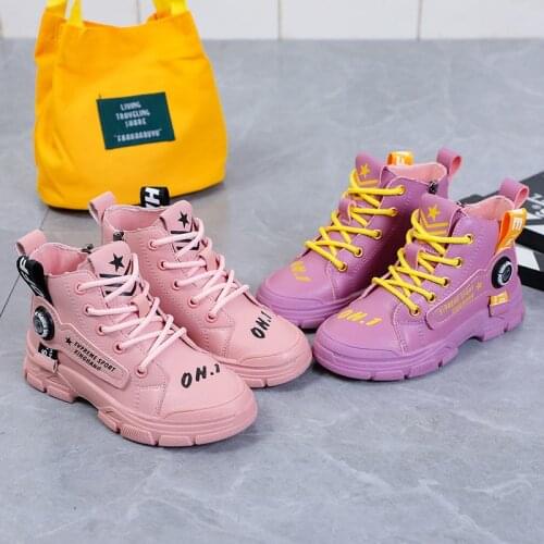 Purple Pink Kids Children shoes for toddlers Girls' boots rubber booties Winter boy Ankle platform Womens high platform snow