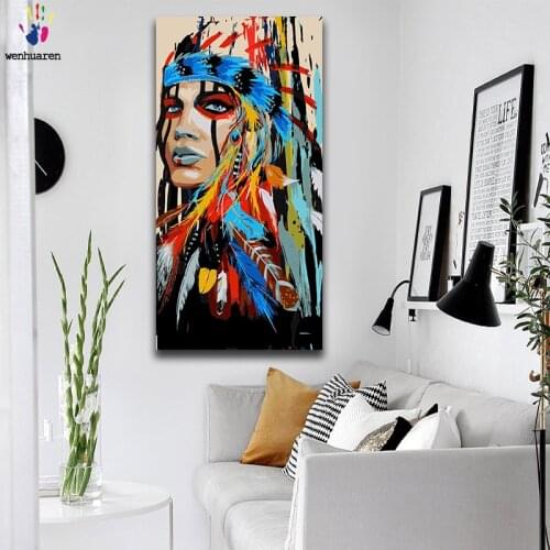 DIY colorings pictures by numbers with colors Large ethnic style woman picture drawing painting by numbers framed Home