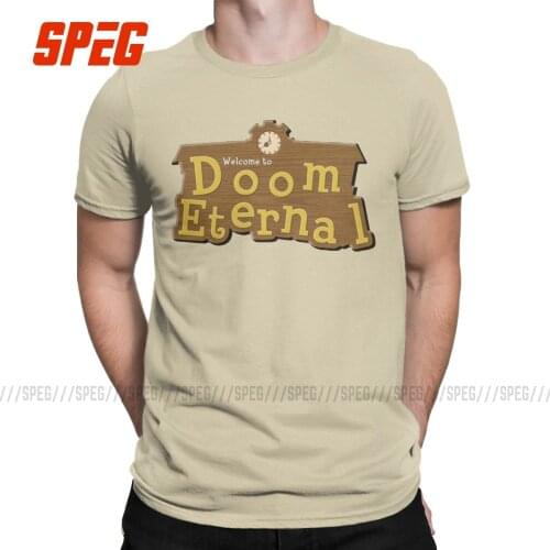 Doom Eternal Animal Crossing T-Shirts Men Hipster Pure Cotton Tee Shirt O Neck Short Sleeve T Shirt Printed Clothes