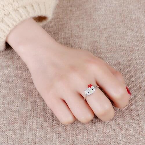 New Fashion Platinum Plated Hello Kitty Jewelry Ring Jewelry Totem Opening Adjustable Engagement Gift Ring Holiday Gift