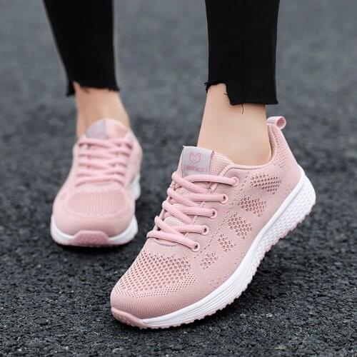 Women Shoes Flats Fashion Casual Sneaker Walking Woman Comfort Lace-Up Mesh Breathable Female Sneakers Zapatillas Mujer Feminino