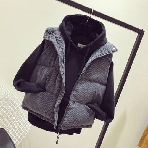 Jacket Vest Autumn Winter Loose Cotton Coat Vest Coat Corduroy Short Vest Women Chaleco Mujer