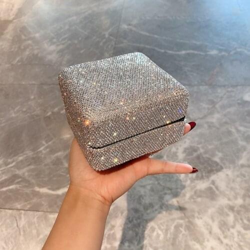 Crystal Diamond Watch Bracelet Case Holder Organizer Jewelry Storage Boxes Display Flannel Square Packaging Women Gift