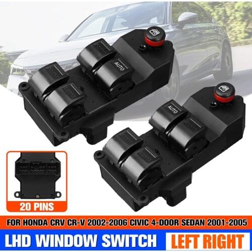 LHD RHD Electric Power Master Window Lifter Control Switch Button Panel For Honda CRV 2002-2006 Civic 4-Door Sedan 2001-2005