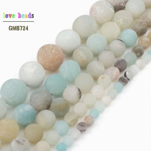 Natural Stone Matte Amazonite Round Beads For Jewelry Making 4/6/8/10/12mm Perles Gem Loose Beads Diy Bracelet Necklace 15