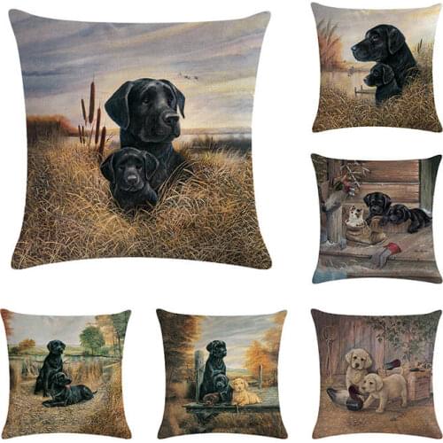 Black Labrador Retriever Cushion Cover Lab Dog Throw Pillow Case Puppy Baby Dog Gifts Decor Animal Car Seat Sham Two Sides ZY245