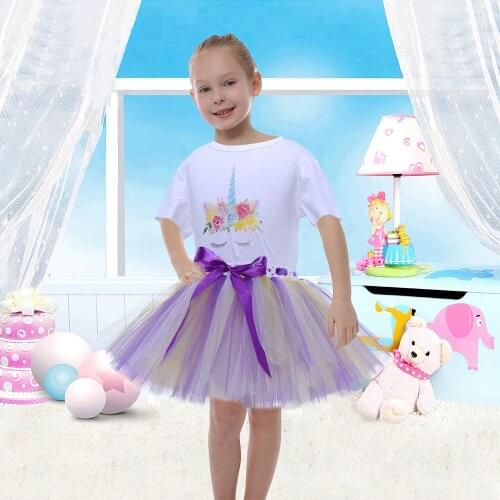 New Arrivals Tulle tutu Skirt Girl unicorn White Shirt Dance Skirt Tutus Fluffy Short Skirt Girl Kids Tutus mini Skirts for teen
