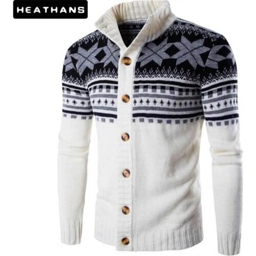 New Autumn Winter Sweaters Mens Ethnic Style Single Breasted Slim Knit Sweater Male Korean Stand Collar Cardigan Sweater Jacket