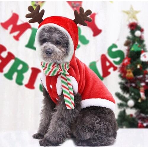 Pet Clothes Christmas Dress Up for Dog Fall Winter Flannel Elk Dress Up Small Medium-sized Cat Dog Pet Clothes