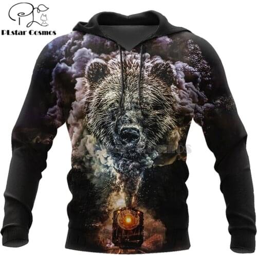 PLstar Cosmos bear HUNTING 3D Printed Shirts 3D Print Hoodies/Sweatshirt/ZipperMan Women big black bear Bow Hunter battle-16
