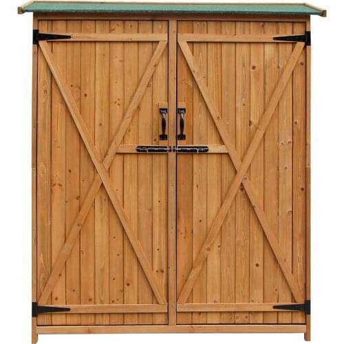 Fir Wood Shed Garden Storage Shed Outdoor Storage Shed Wood Color & Green For Patio Cushions and Gardening Tools