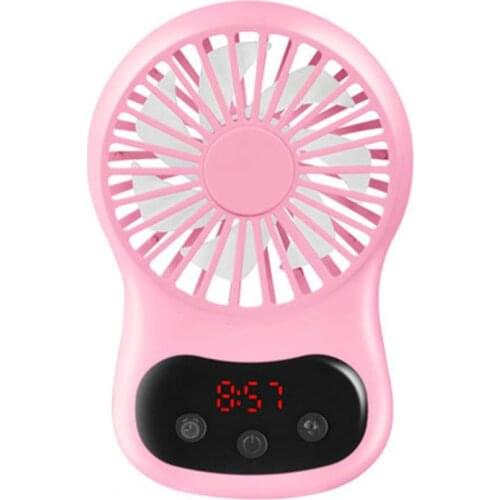 Portable Creative Desktop Fan with Clock USB Rechargeable Handheld Air Cooler