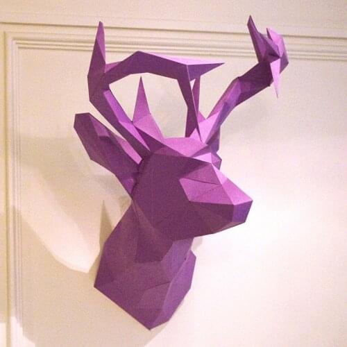 Pre-cut Dee Head Papercraft Deer 3D Paper Model DIY Handmade Paper Sculpture Wall Decoration Crafts for Home Decor