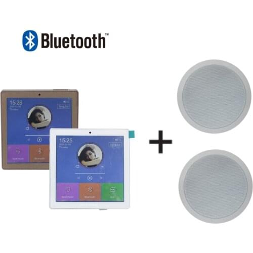 Bluetooth/USB 2-CH 25w touch screen home audio background music system wall mounted amplifier with 2 pieces 6'' ceiling speaker