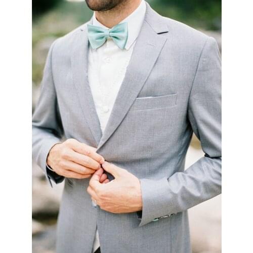 Wedding Suits For Men Light Gray Custom Made, Bespoke Ash Grey Suits For Men, 2 Button Notch Lapel Men Pale Grey Wedding Suit