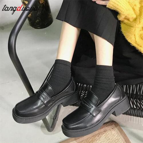 Mary Jane Shoes Girls Japanese School Jk Uniform Accessories Lolita Shoes College Gothic PU Leather Platform High Quality Shoe