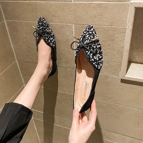 Fashion Flats for Women Brand Ladies Flats Women Single Shoes New Autumn Womens Shoes Soft Sole Satin Bow Large Size Lazy Shoes