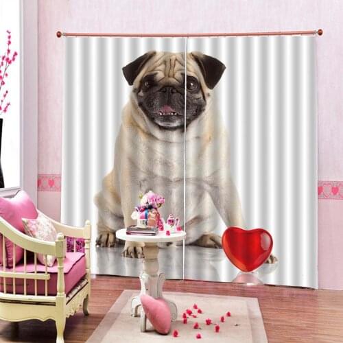 Child room Animal Pug Dog Room Curtains Large Window Curtains Blackout Living Room Blackout Bedroom Indoor Drapes Decor