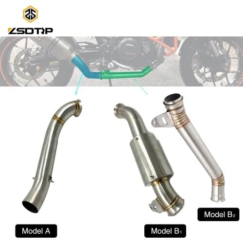 ZSDTRP Muffler Middle Link Pipe Motorcycle exhaust Pipe Slip-on Eliminator For KTM Duke 690 2012 2013 2014 2015 2016 2017