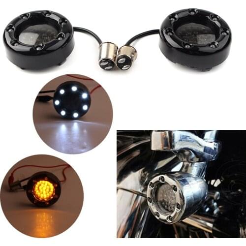 1 Pair Motorcycle LED Black Fire Ring Turn Signals Lights for Harley FXDF FXDB FXDC FLFB Sportster Touring Dyna etc