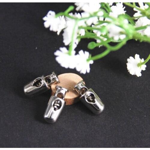 10pcs Pack Cord Lock Toggle Stopper lock Bean Silver Toggle Clip K111
