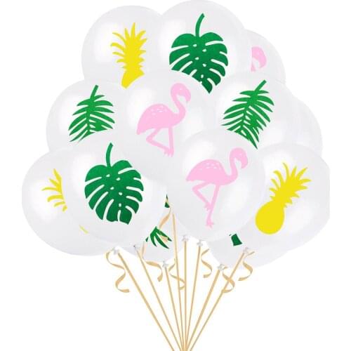 20pcs/lot 12 Inch Cartoon Pineapple Flamingo Turtle Dorsal Leaf Latex Balloon Birthday Summer Hawaiian Party Decor Ballons